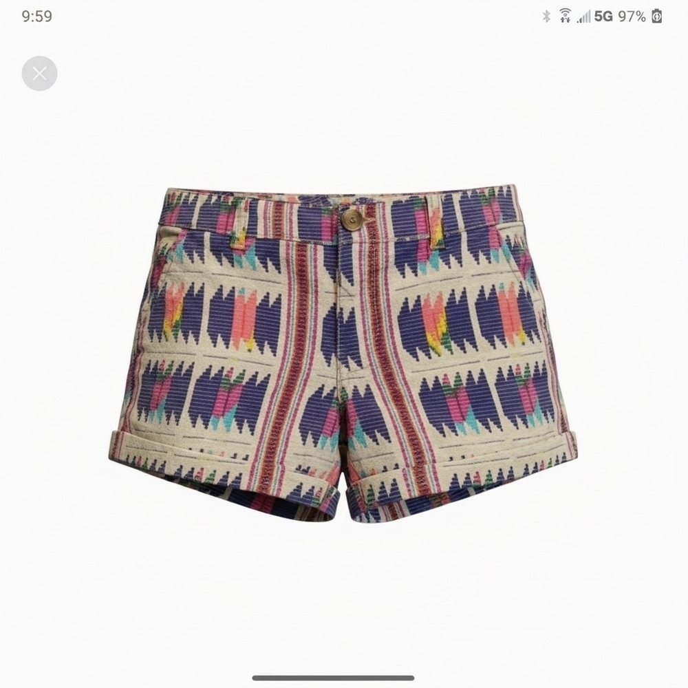 American Eagle Colorful Patterned Women's Shorts With Pockets, Size 6